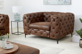 Elegante Chesterfield fauteuil MODERN BAROQUE 120 cm antiek bruin
