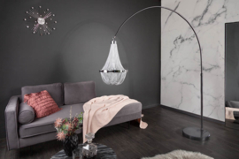 In hoogte verstelbare hanglamp ROYAL 204 cm zilver zwart met kroonluchter