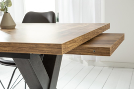 Industriële eettafel MONTREAL 160-210 cm eiken look uitschuifbaar met X-poten