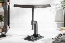 Authentieke bijzettafel FACTORY 43 cm acacia grijs massief hout industrieel design