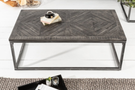 Industriële salontafel INFINITY HOME 100 cm grijs mangohouten frame, gebogen