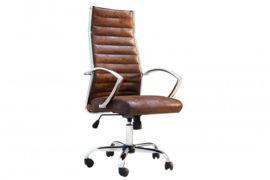 Office Chair BIG DEAL antieke koffie uitvoerend stoel met hoogwaardige verchroomde armleuningen  leverbaar in eind Oktober