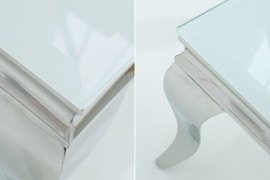 Elegante salontafel MODERN BAROQUE 100cm zilver met wit opaal glas