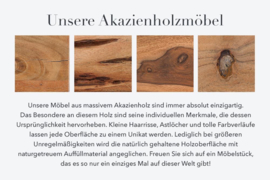 Massieve salontafel LIVING 117 cm natuurlijk acacia 3D-oppervlak massief hout