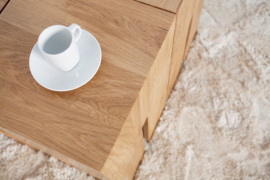Elegante bijzettafel CASTLE 45 cm naturel geolied wild eiken poef
