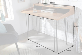 Industrieel bureau STUDIO 110 cm eiken-look laptoptafel met haarspeldpoten