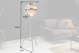 Industriële vloerlamp BLACK STUDIO 160cm zwart goud kantelbare stoffen kap