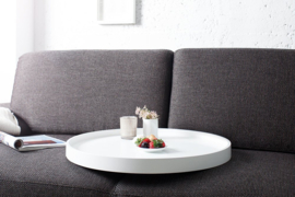 Extravagante salontafel MODULAR 60cm wit chroom rond incl. dienblad