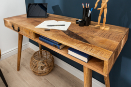 Massief bureau RETRO 120 cm mangohouten met lade
