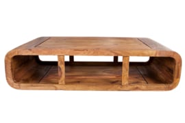 Massieve salontafel CURF 100 cm Sheesham Wood Stone Finish TV-Lowboard