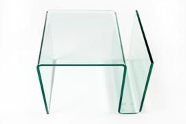 Extravagante glazen salontafel  50 cm bijzettafel met opbergvak voor tijdschriften transparant