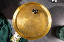 Handgemaakte salontafel ORIENT 63 cm goud met Volledig gehamerd blad design