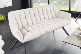 Eetkamerbank PAPILLON 165 cm champagne beige met rugleuningen zwart metalen frame