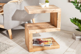 Handgemaakte bijzettafel S 60 cm massief mangohout variabel verstelbaar