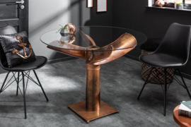 Maritieme tafel OCEAN 105 cm koperen gevlamd glazen tafel met propeller