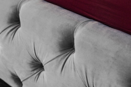 Elegant tweepersoonsbed PARIS 160x200cm grijs fluweel Chesterfield design