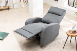 Moderne relaxfauteuil HOLLYWOOD II grijze tv-fauteuil met ligfunctie