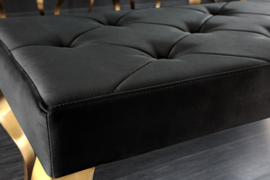 Design bank MODERN BAROK 175cm zwart fluweel goud roestvrij staal