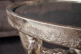 Salontafel Brons Stierenkoppen met Ronde glazen blad 56 cm