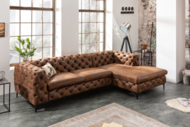 Chesterfield hoekbank MODERN BAROK 275 cm antiek bruin 3-zits