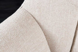 Eetkamerbank PAPILLON 165 cm champagne beige met rugleuningen zwart metalen frame