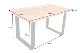 Massieve eettafel IRON CRAFT 140 cm mangohout ijzer industrieel design