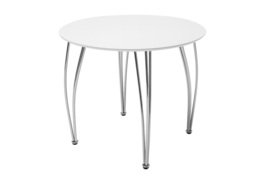 Moderne eettafel ARRONDI 90 cm wit chroom ronde bistrotafel