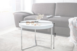 Extravagante salontafel MODULAR 60cm wit chroom rond incl. dienblad