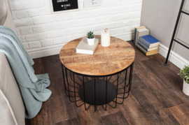 Industriële salontafel LOFT 56 cm natuurlijk massief mangohout