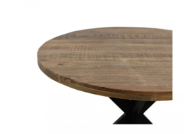 Ronde eettafel - ø130x77 - Naturel/zwart - Mangohout/ijzer