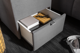 Modern nachtkastje BOUTIQUE 43 cm grijs fluweel met lade indirecte verlichting