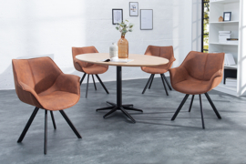 Eetkamer stoelen THE DUTCH RETRO antiek bruin met armleuningen set van 2