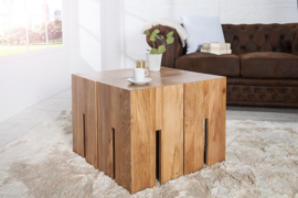 Elegante bijzettafel CASTLE 45 cm naturel geolied wild eiken poef