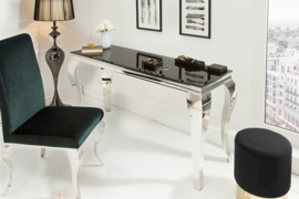 Moderne Sidetable console tafel MODERN BAROK 140 cm zwart roestvrij staal opaal glazen tafelblad