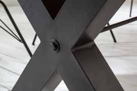 Massieve eettafel THOR 240 cm naturel gerecycled grenen industrieel design X-frame