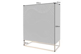 Massief dressoir SCORPION 100 cm zwart mangohout, uitgebreid 3D-houtsnijwerk