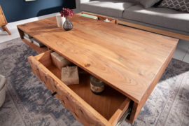 Massieve salontafel LIVING 117 cm natuurlijk acacia 3D-oppervlak massief hout