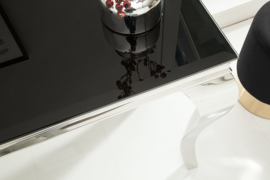 Moderne Sidetable console tafel MODERN BAROK 140 cm zwart roestvrij staal opaal glazen tafelblad