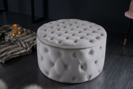 Elegante salontafel / Poef  MODERN BAROK 75 cm grijze fluwelen kruk met opbergruimte
