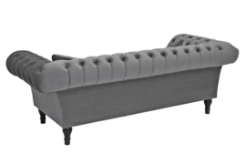 Elegante Chesterfield 3-zits bank PARIS 225cm fluweel stof zilvergrijs met 2 kussens