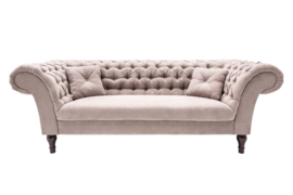 Elegante Chesterfield 3-zits bank PARIS 225 cm greige 3-zits bank met 2 kussens