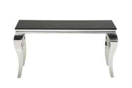 Moderne Sidetable console tafel MODERN BAROK 140 cm zwart roestvrij staal opaal glazen tafelblad