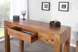 Massief secretaresse MAKASSAR 100cm consoletafel Sheesham steenafwerking Bureau met unieke nerf