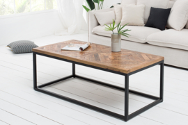 Elegante salontafel INFINITY HOME 100 cm natuurlijk mangohout met visgraatpatroon