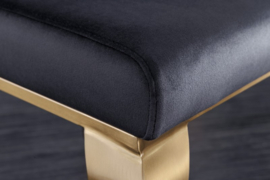 Elegante stoel MODERN BAROK zwart fluweel goud RVS poten