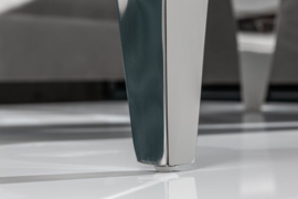 Elegante salontafel MODERN BAROK 100cm glazen blad in marmerlook roestvrijstalen poten