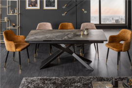 Uitschuifbare eettafel EUPHORIA 180-220-260 cm taupe keramiek in marmerlook