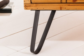 Vintage salontafel SEVEN SEAS 100cm natuurlijk sparrenhouten haarspeldpoten opbergruimte