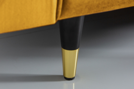 Luxe design 3-zitsbank 225 cm zitcomfort pocketvering bekleding stof fluweel mosterdgeel