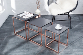 Design bijzettafel set van 3 ELEMENTS 40cm antraciet koper